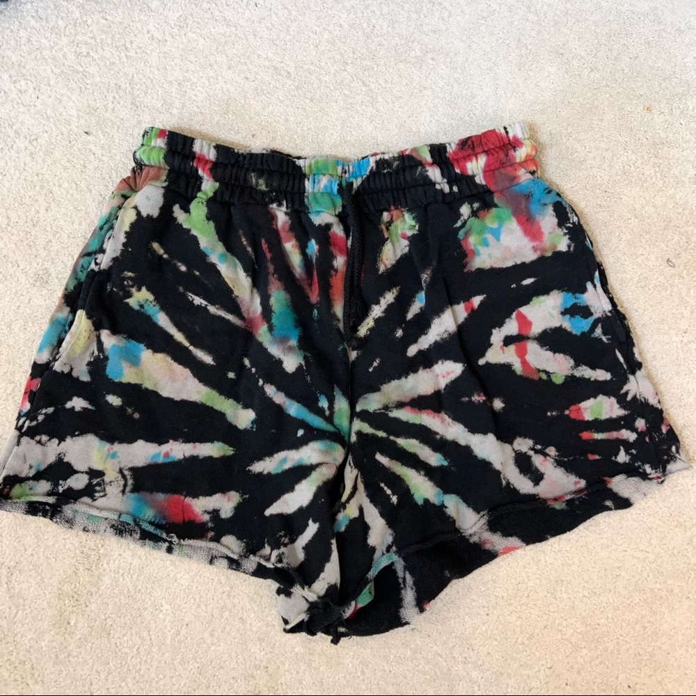 Wesley Tie Dye Sweat Shorts Black Size Large